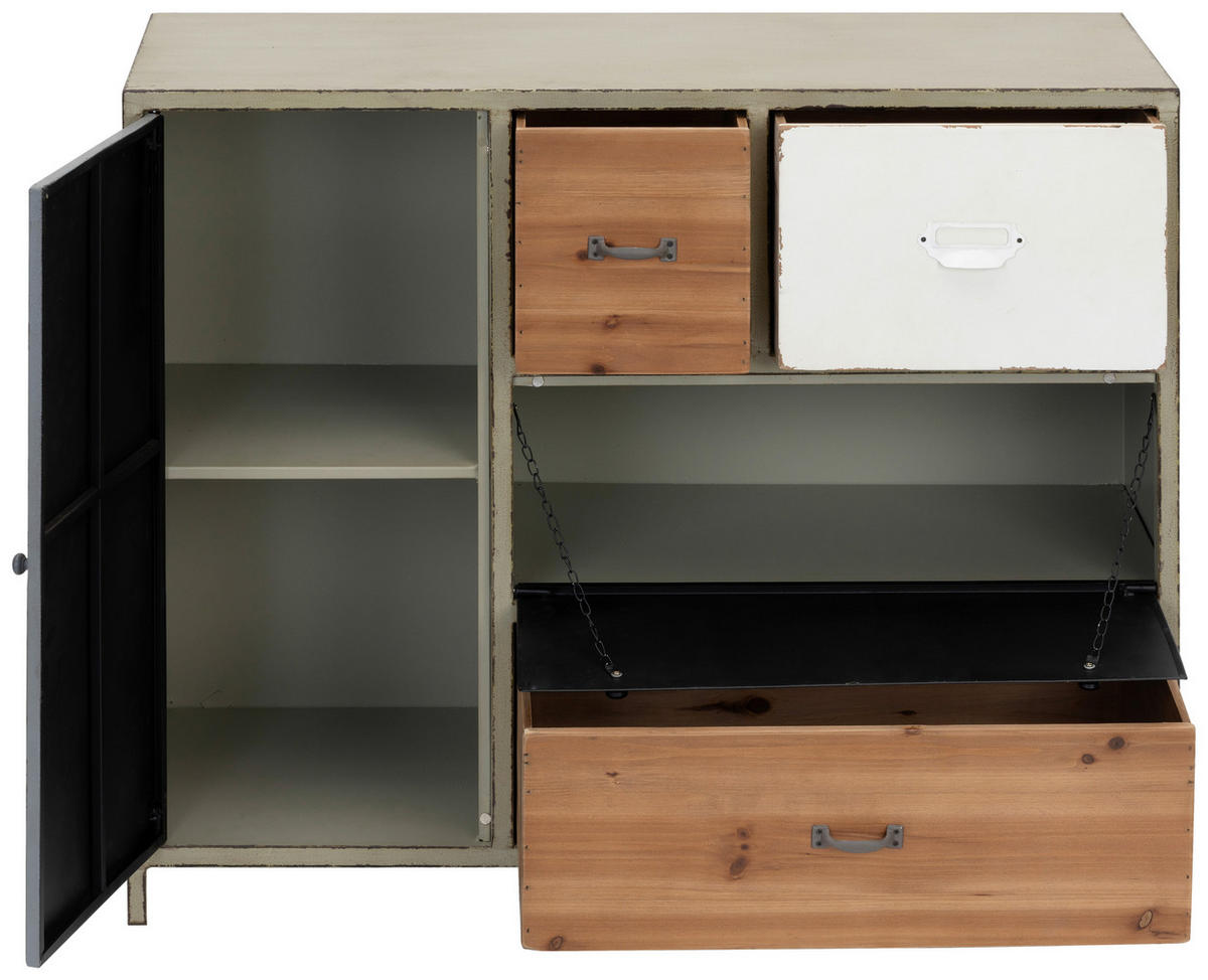 KOMMODE  in 90/75.5/36.5 cm  - Multicolor/Schwarz, LIFESTYLE, Holz/Metall (90/75.5/36.5cm) - Livetastic