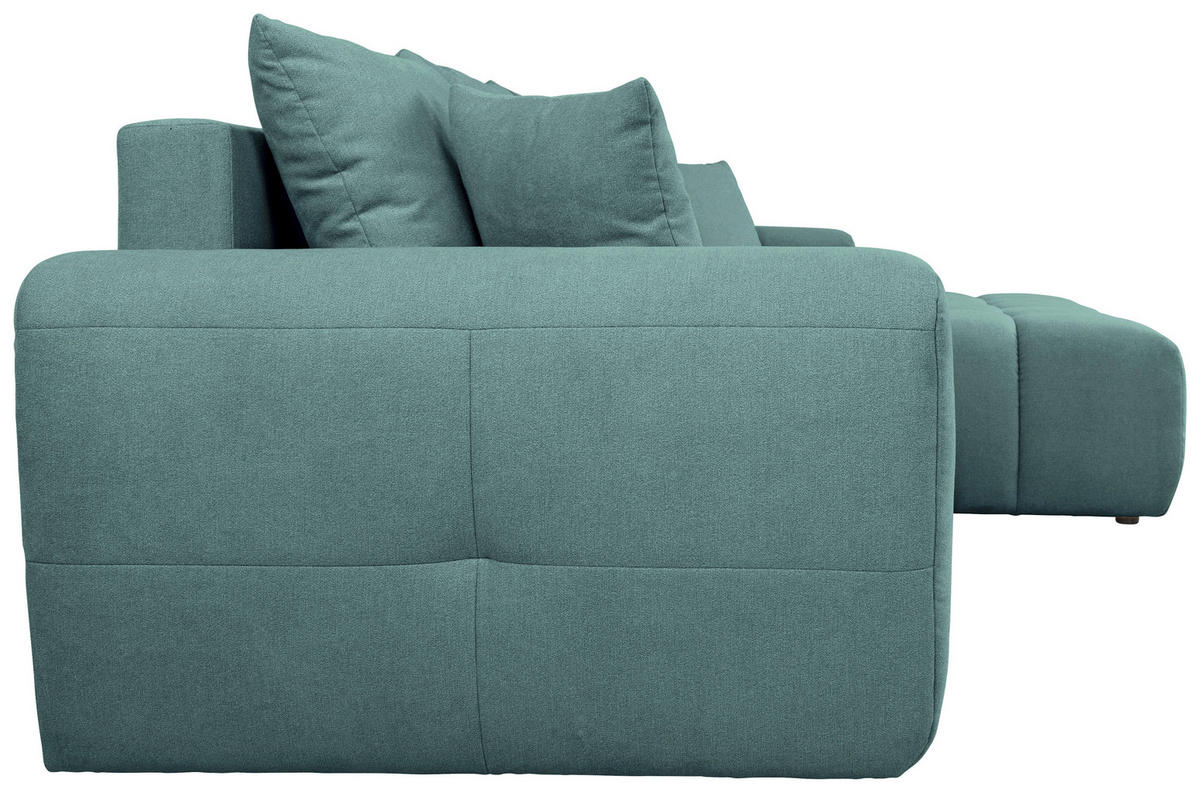 ECKSOFA in Velours Petrol  - Petrol/Schwarz, Konventionell, Kunststoff/Textil (298/168cm) - Carryhome
