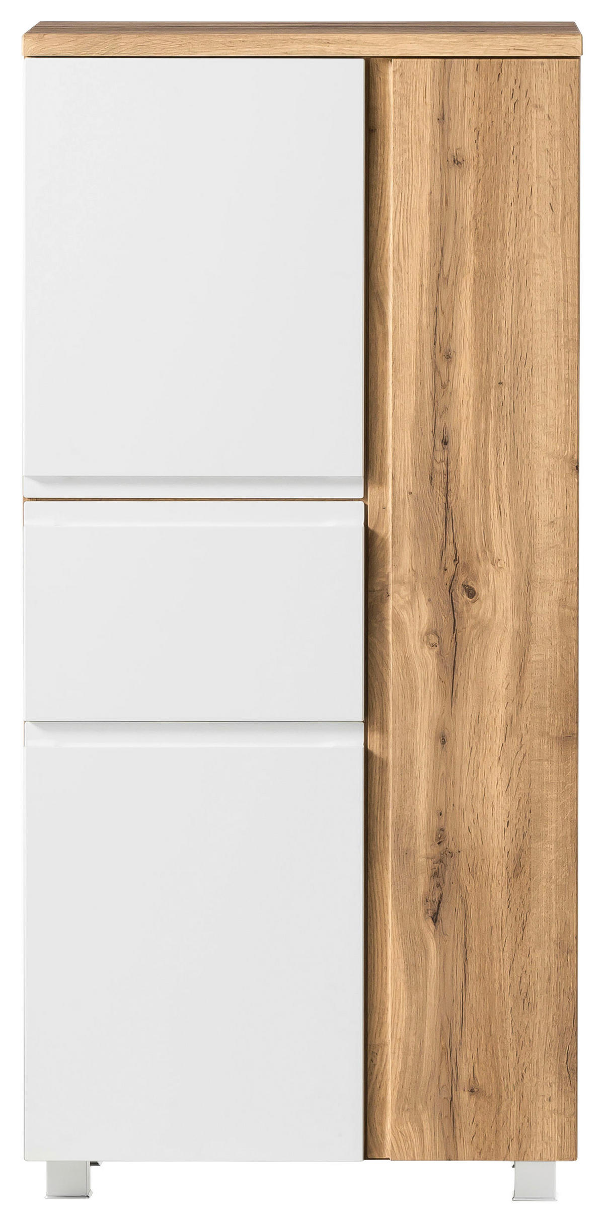 MIDISCHRANK 65/130/35 cm  - Eiche Wotan/Silberfarben, MODERN, Holzwerkstoff/Kunststoff (65/130/35cm) - Held