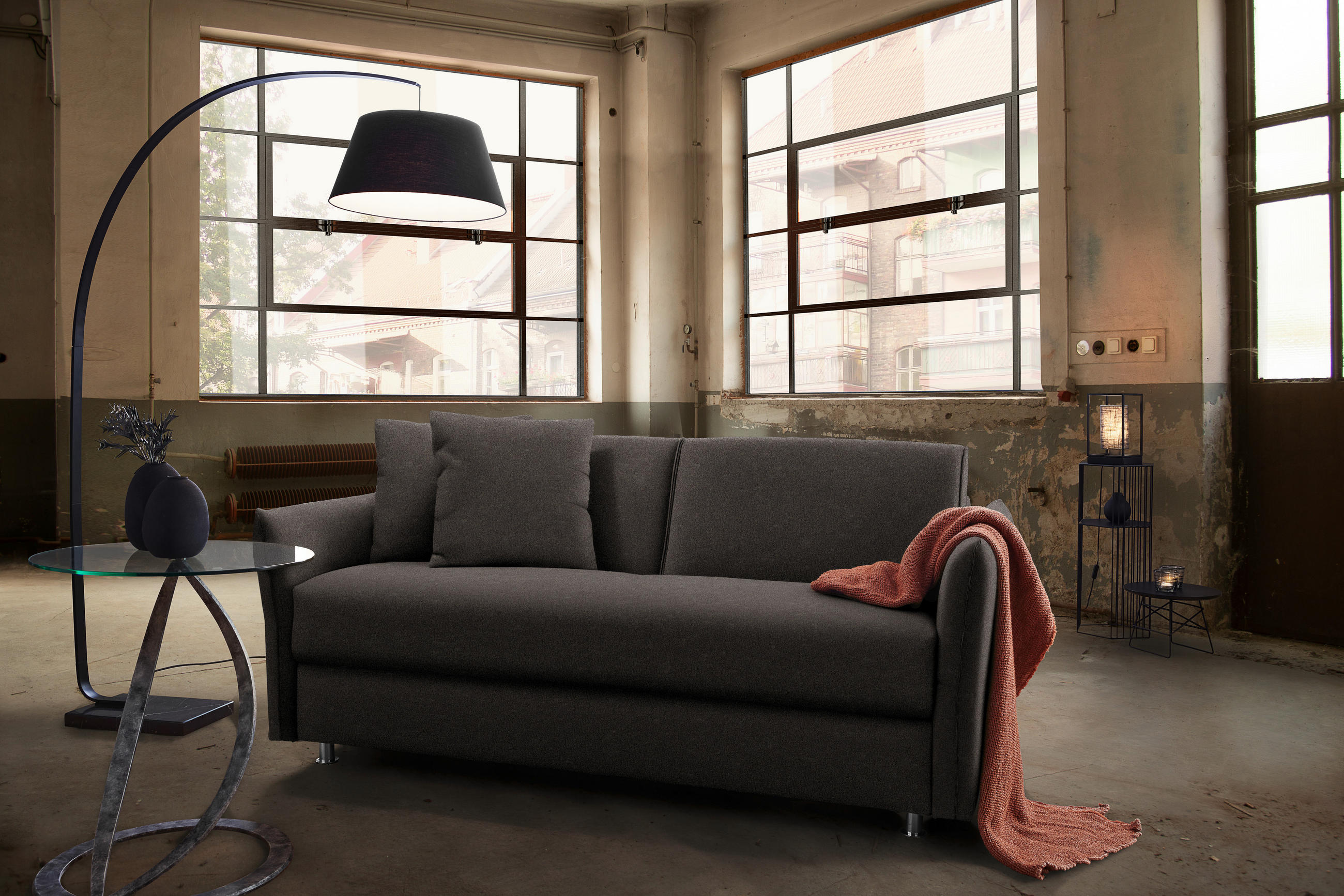 SCHLAFSOFA in Textil Dunkelbraun  - Chromfarben/Dunkelbraun, Modern, Textil/Metall (194/85/100cm) - Bali