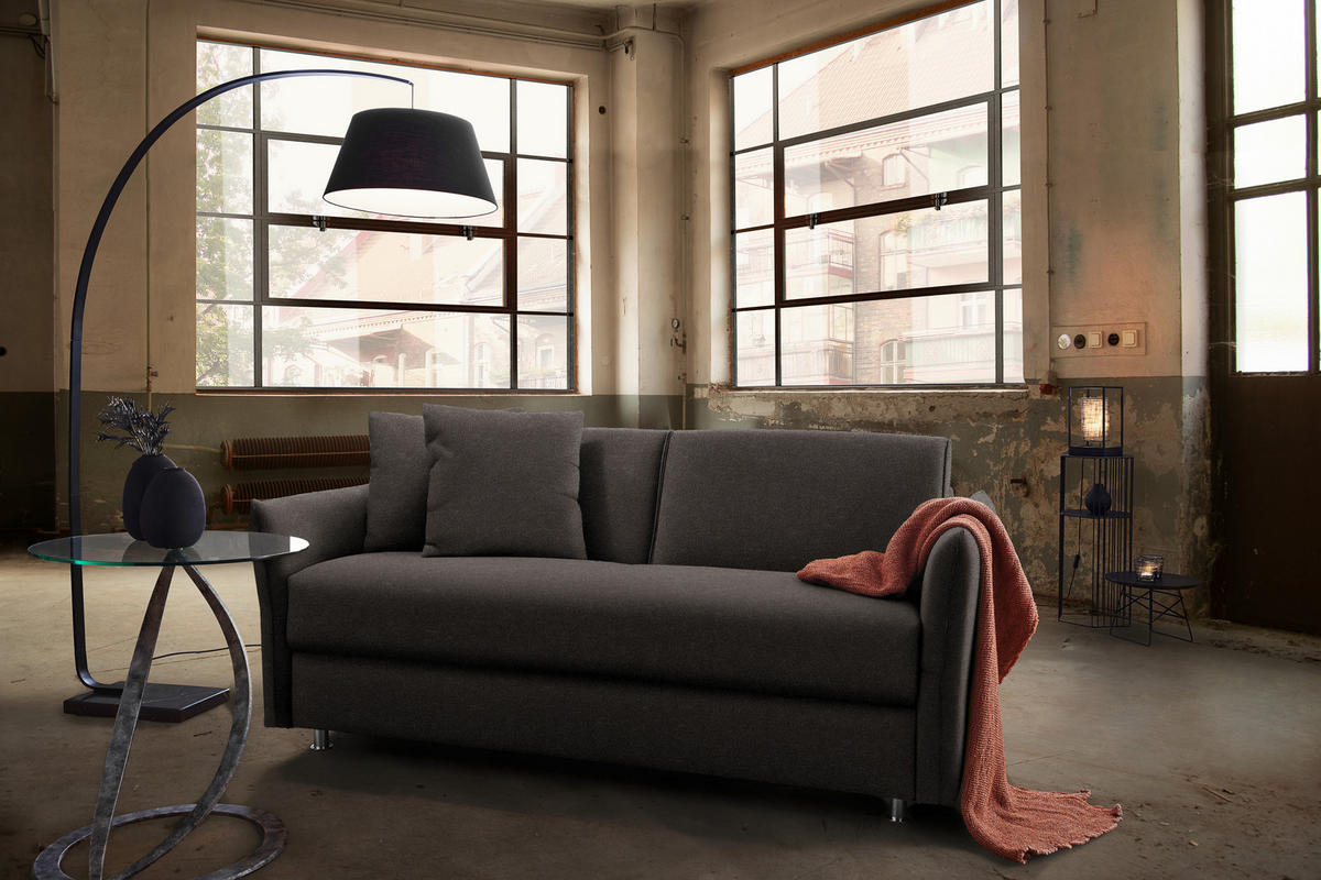 SCHLAFSOFA in Textil Dunkelbraun  - Chromfarben/Dunkelbraun, Modern, Textil/Metall (194/85/100cm) - Bali
