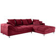 ECKSOFA Dunkelrot Webstoff  - Dunkelrot, Design, Textil/Metall (337/228cm) - Carryhome