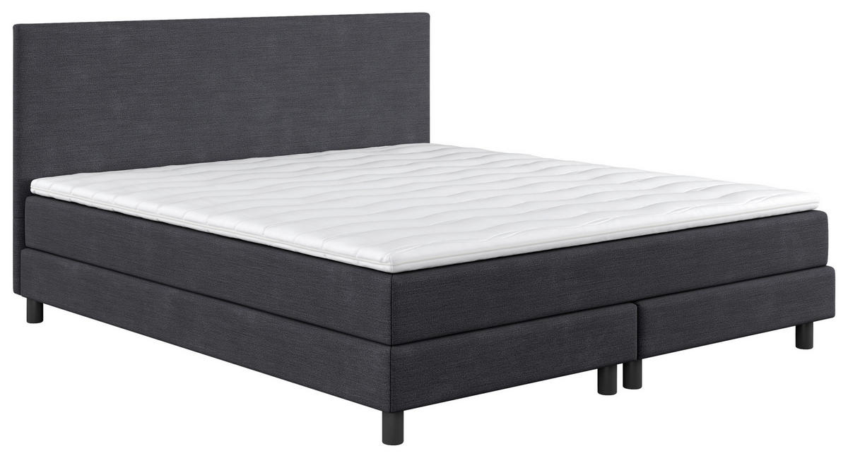 BOXBETT 180/200 cm  in Dunkelblau  - Schwarz/Dunkelblau, Modern, Holzwerkstoff/Textil (180/200cm) - MID.YOU