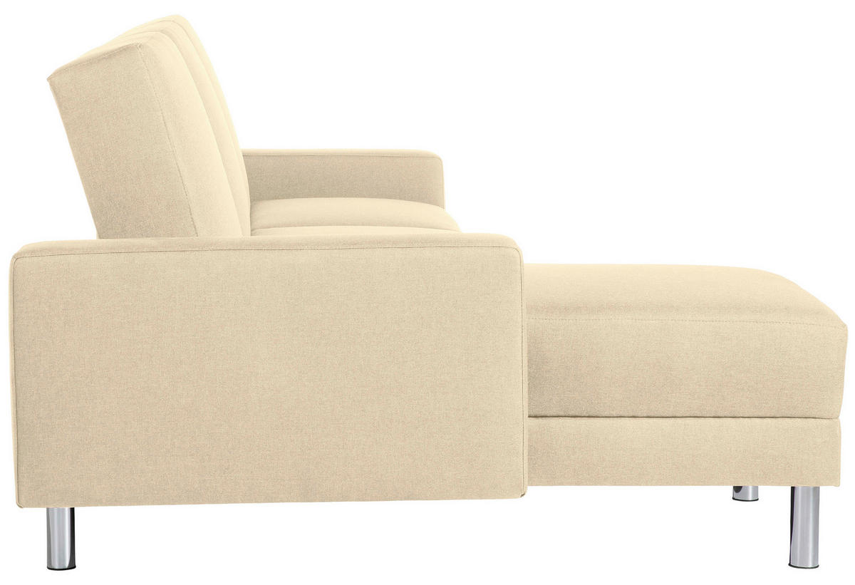 ECKSCHLAFSOFA inkl. Hocker in Beige Textil   - Chromfarben/Beige, Konventionell, Textil/Metall (152/230cm) - Max Winzer