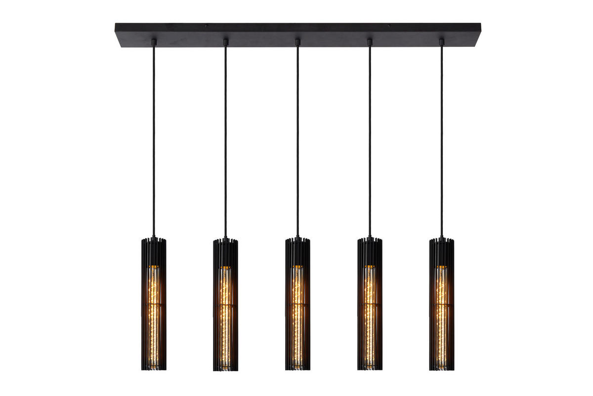 PENDELLEUCHTE Lionel 100/11/180 cm   - Schwarz, Design, Metall (100/11/180cm) - Lucide