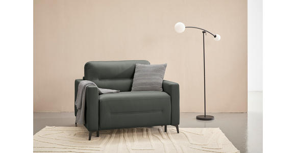 SCHLAFSESSEL Echtleder Anthrazit Liegefunktion Rücken echt  - Anthrazit/Schwarz, Design, Leder/Metall (115/89/97cm) - Novel