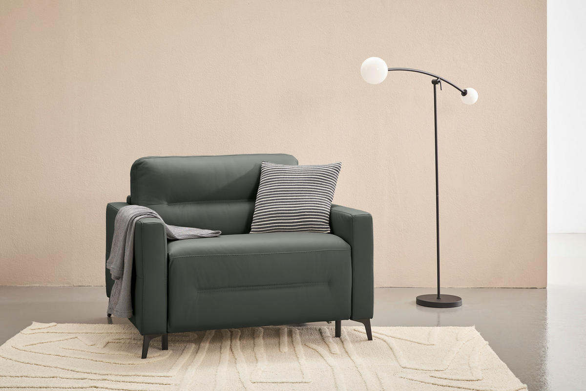 SCHLAFSESSEL Echtleder Anthrazit    - Anthrazit/Schwarz, Design, Leder/Metall (115/89/97cm) - Novel