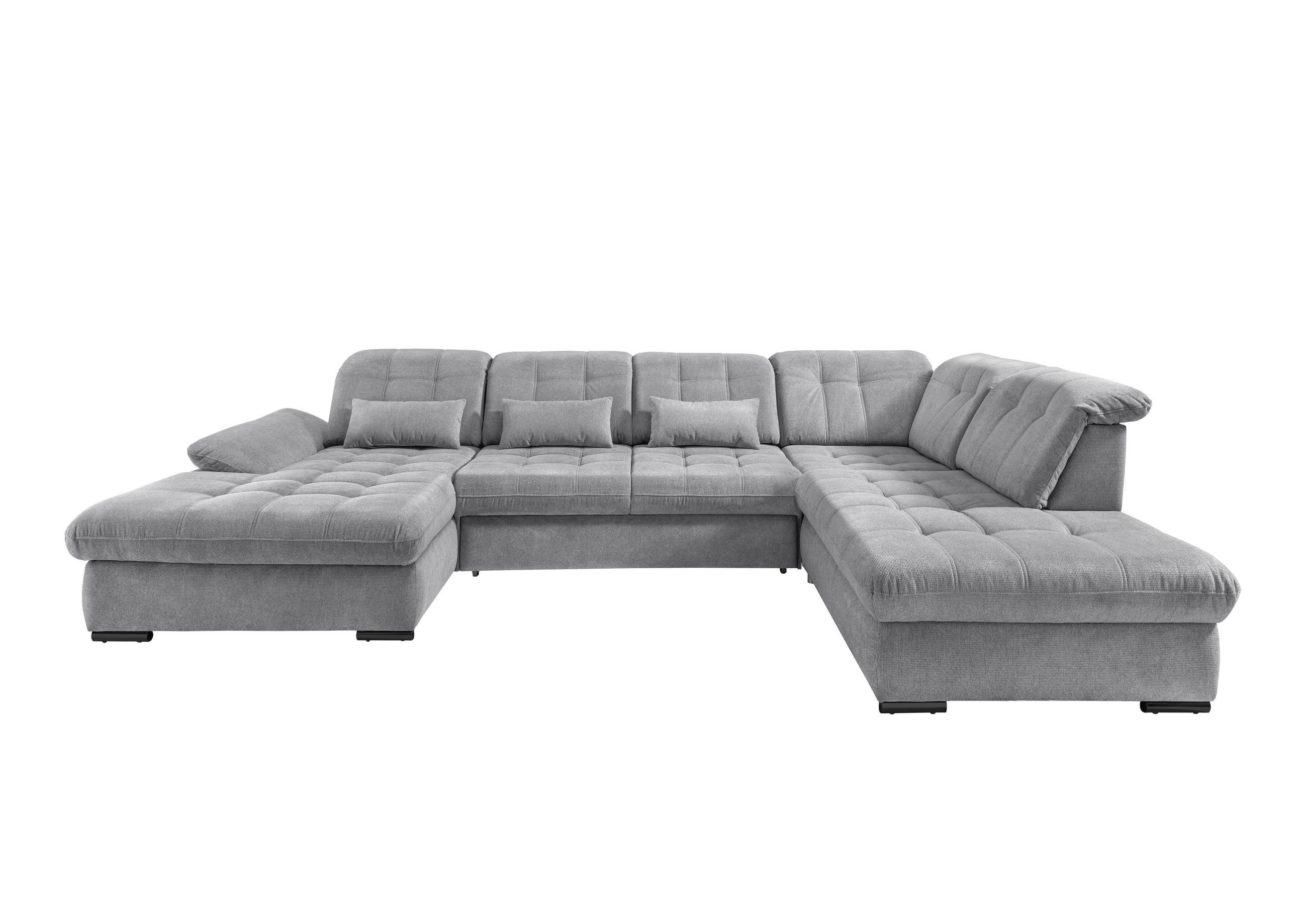 WOHNLANDSCHAFT in Chenille Silberfarben - Silberfarben/Schwarz, Modern, Textil/Metall (184/387/252cm) - Livetastic