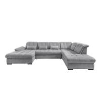 WOHNLANDSCHAFT in Chenille Silberfarben  - Silberfarben/Schwarz, Modern, Textil/Metall (184/387/252cm) - Livetastic