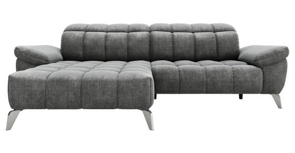 ECKSOFA inkl. Funktionen Dunkelgrau Chenille  - Dunkelgrau/Silberfarben, Design, Textil/Metall (105-178/266cm) - Xora