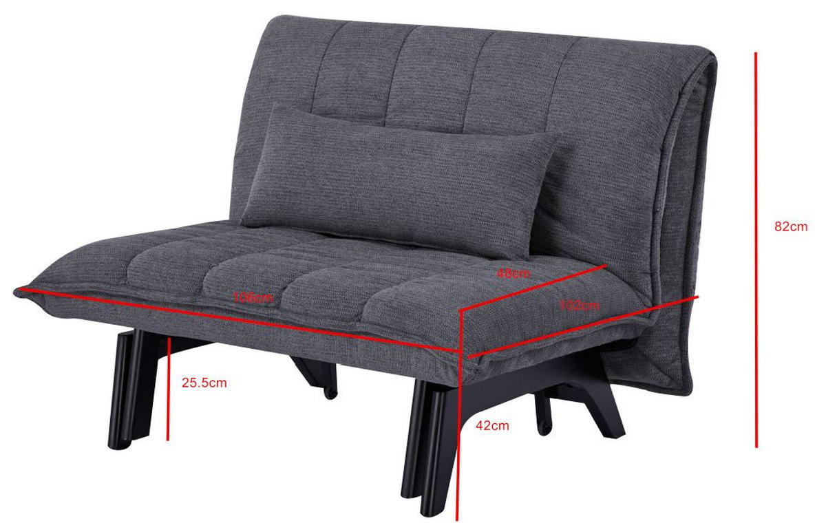 SCHLAFSESSEL Cord Grau    - Schwarz/Grau, Design, Holz/Textil (106/82/102cm) - Stylife