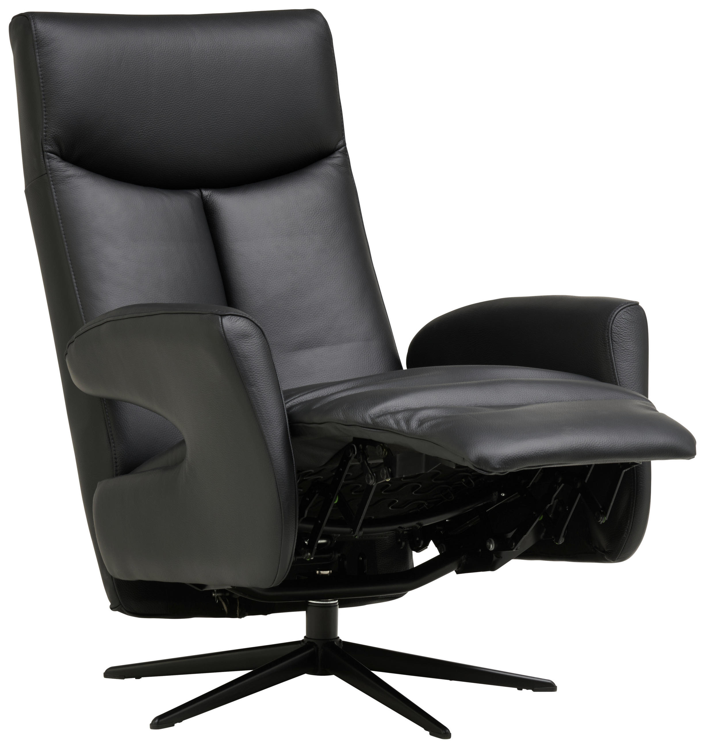 RELAXSESSEL in Leder Schwarz  - Schwarz, Design, Leder/Metall (74/105/82cm) - Welnova