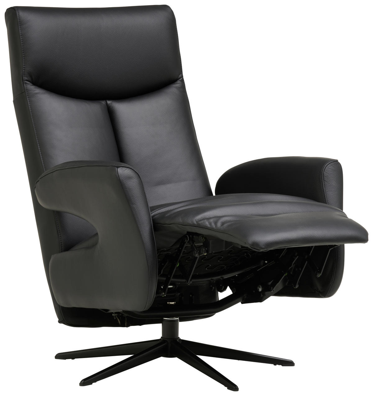 RELAXSESSEL in Leder Schwarz  - Schwarz, Design, Leder/Metall (74/105/82cm) - Welnova