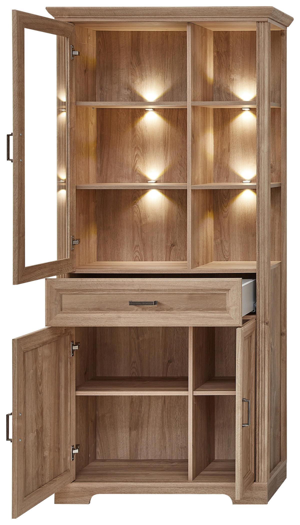 VITRINE in Eichefarben  - Eichefarben, Design, Holzwerkstoff/Metall (93/204/42cm) - MID.YOU