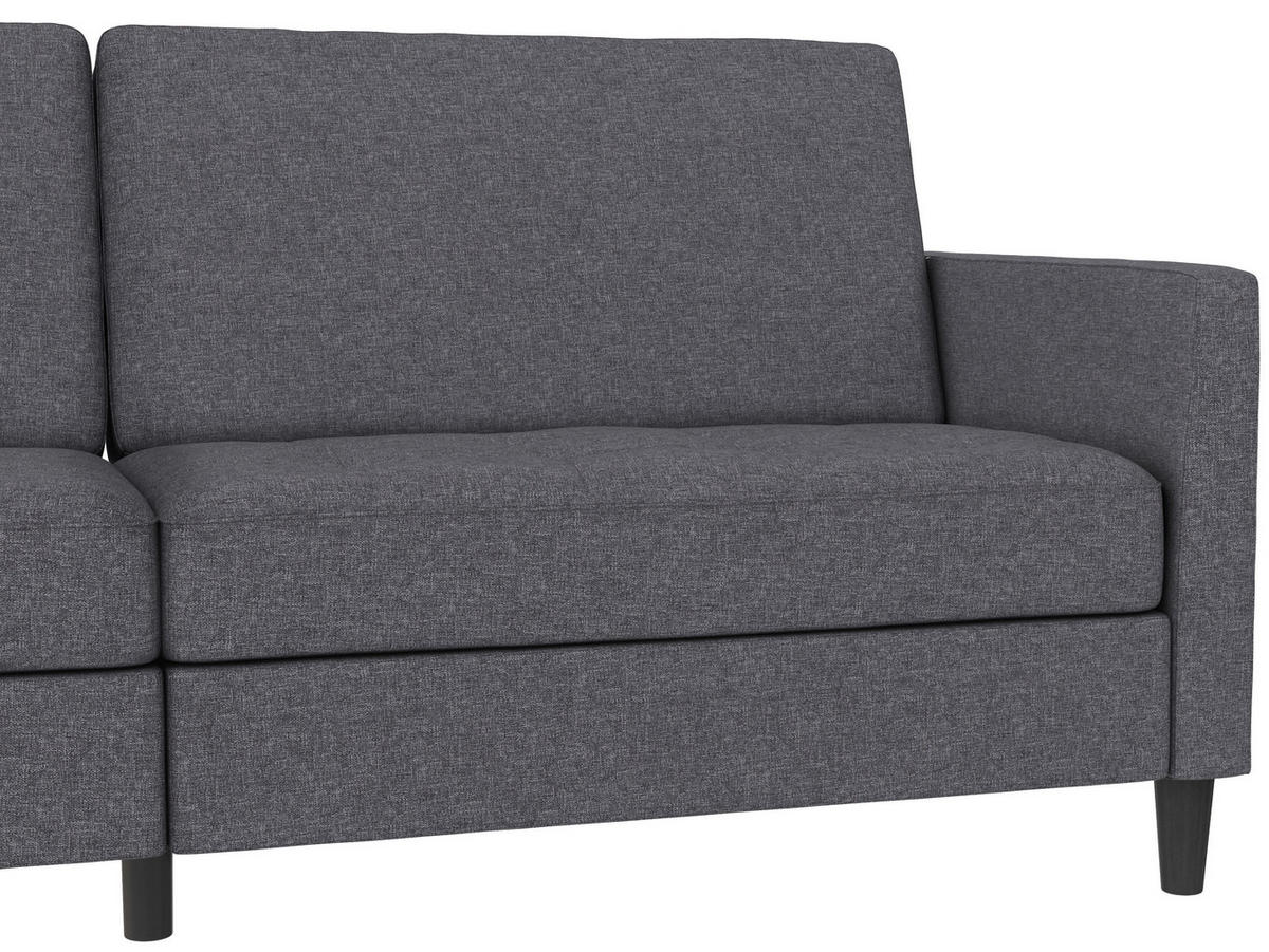 SCHLAFSOFA Webstoff, Leinenoptik Grau  - Schwarz/Grau, Basics, Kunststoff/Textil (207/86/86cm) - Livetastic