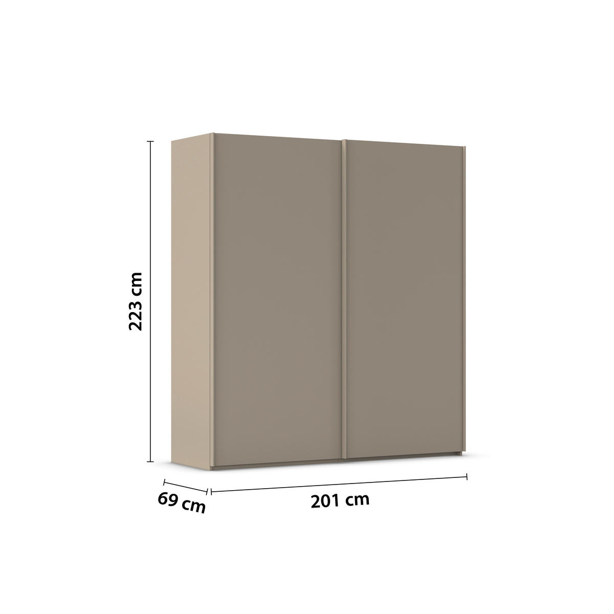 SCHWEBETÜRENSCHRANK 201/223/69 cm,  in Fango, 2 Tür(en)  - Fango, Basics, Holzwerkstoff/Metall (201/223/69cm) - Rauch Möbel