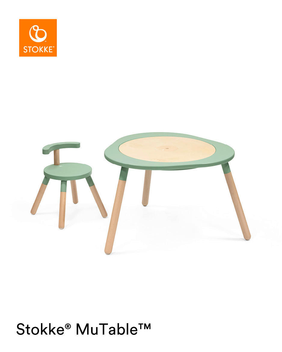 KINDERSPIELTISCH - Weiß/Grün, Basics, Holz (70/73/60cm) - Stokke