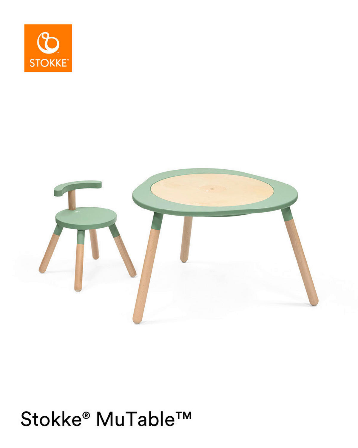 KINDERSPIELTISCH - Weiß/Grün, Basics, Holz (70/73/60cm) - Stokke