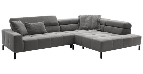 ECKSOFA in Cord Dunkelgrau  - Dunkelgrau/Schwarz, KONVENTIONELL, Textil/Metall (311/219cm) - Hom`in