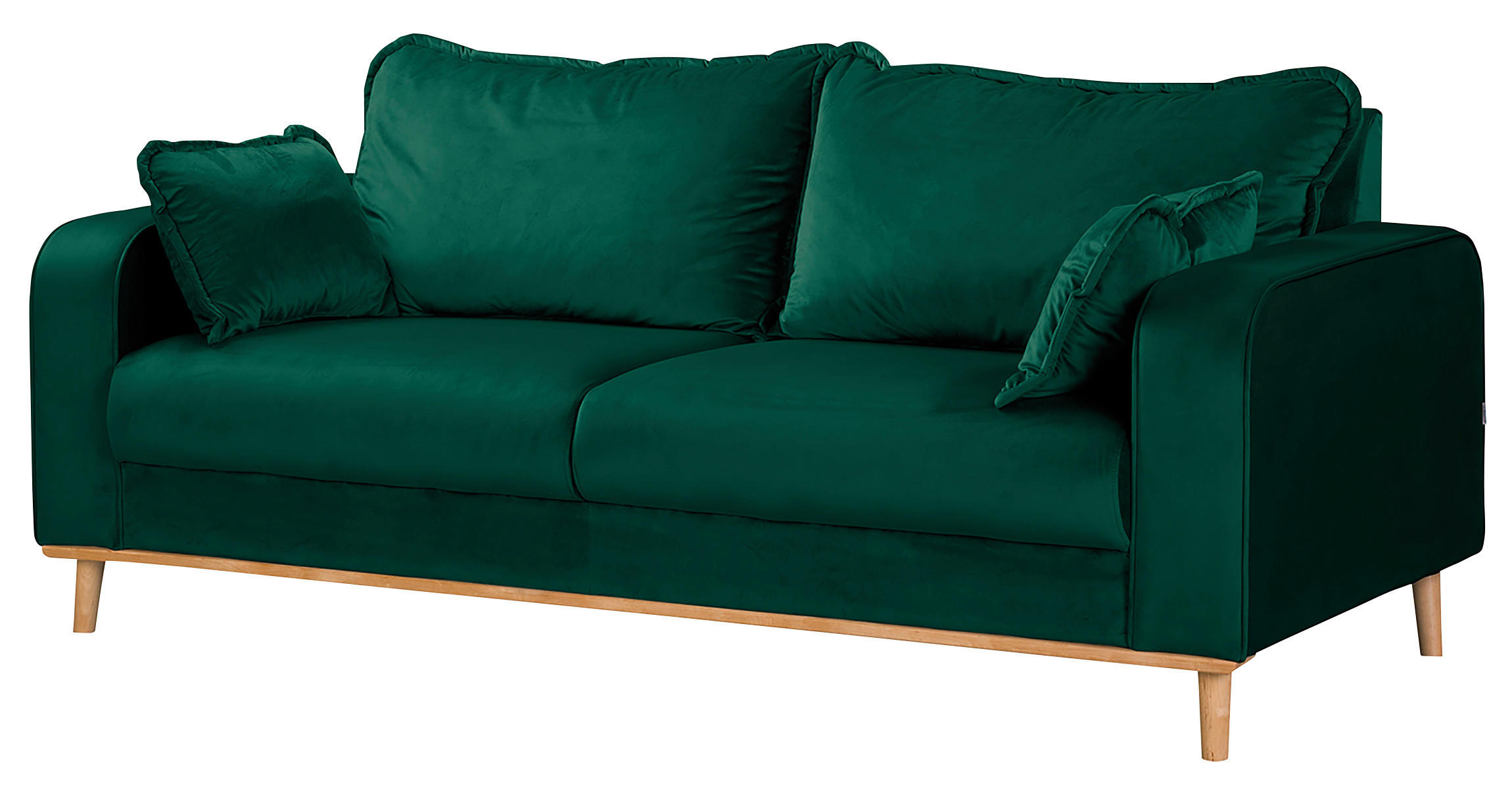 3-SITZER-SOFA in Mikrofaser Grün  - Wengefarben/Grün, Design, Holz/Textil (193/86/87cm) - Livetastic