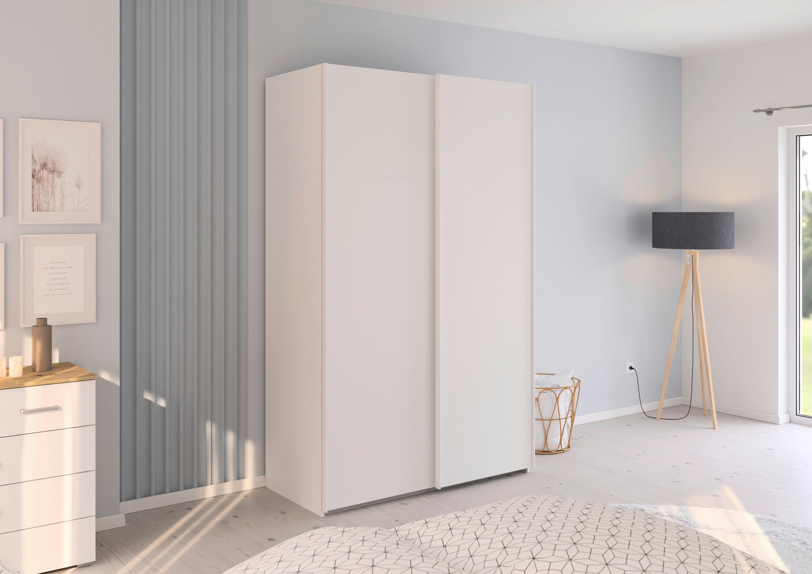 SCHWEBETÜRENSCHRANK 137/223/68 cm 2-türig Weiß  - Weiß, Design, Holzwerkstoff/Kunststoff (137/223/68cm) - Novel