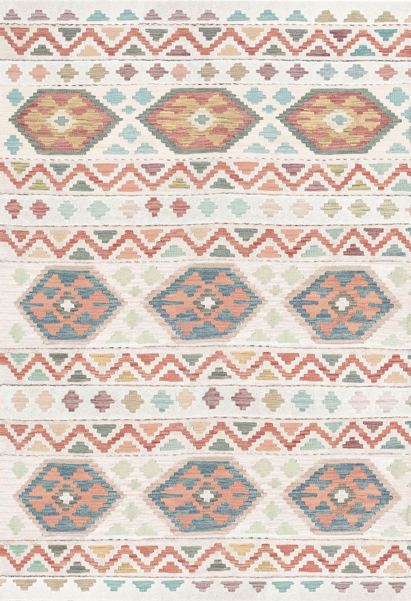 Lindorug Vintage-Teppich Ondea Ramizh Terracotta, Perlmutt, Graublau 130x190 cm