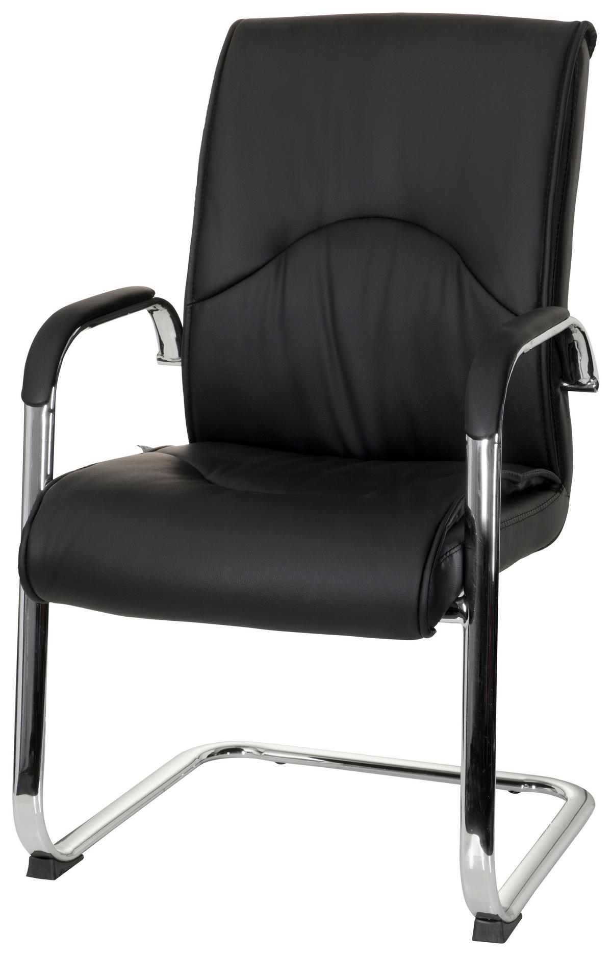 BESÖKSSTOL  i läderimitation svart, kromfärg  - kromfärg/svart, Modern, metall/textil (58/108/71cm) - MID.YOU