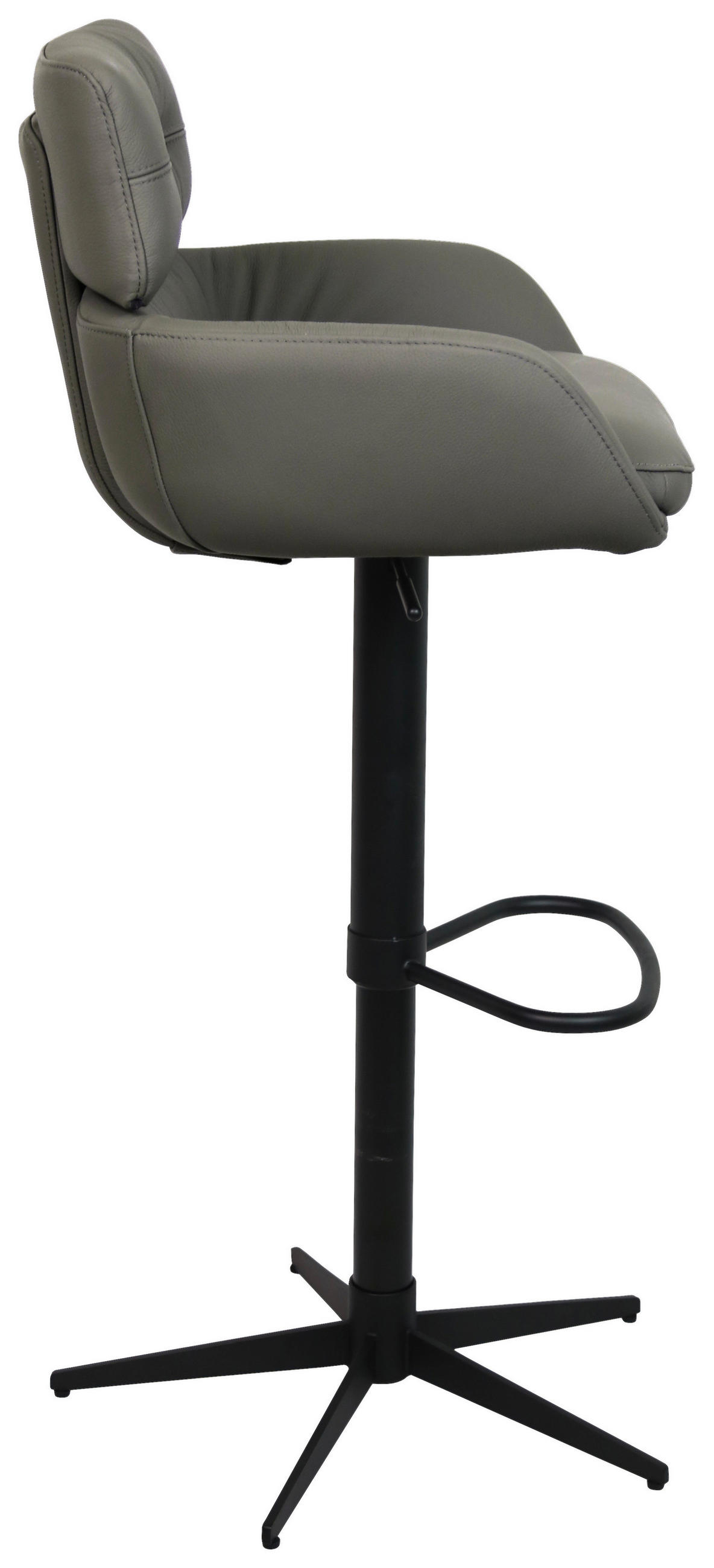 BARHOCKER Echtleder Schwarz, Dunkelgrau Eisen Lederauswahl, Sitzfläche 360° drehbar  - Dunkelgrau/Schwarz, Design, Leder/Metall (54/99-116,5/52cm) - Dieter Knoll