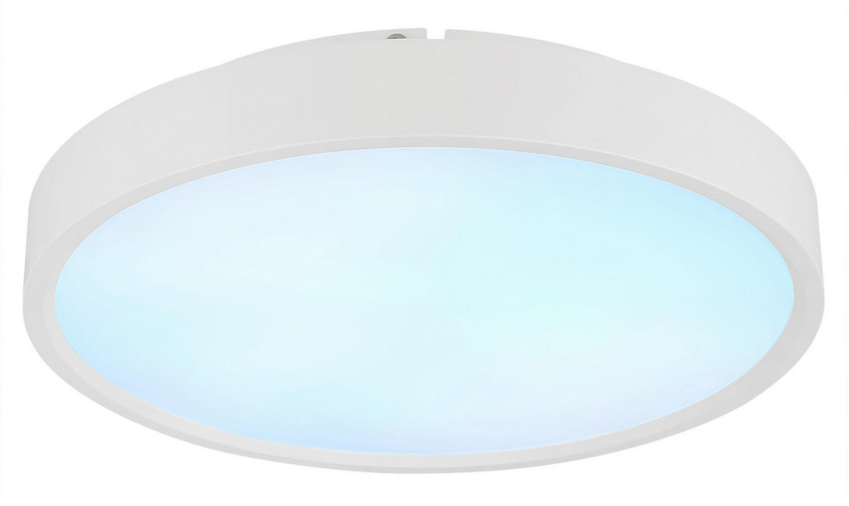 LED-DECKENLEUCHTE Jess 39/7,7 cm  - Opal/Weiß, Design, Kunststoff/Metall (39/7,7cm) - Globo