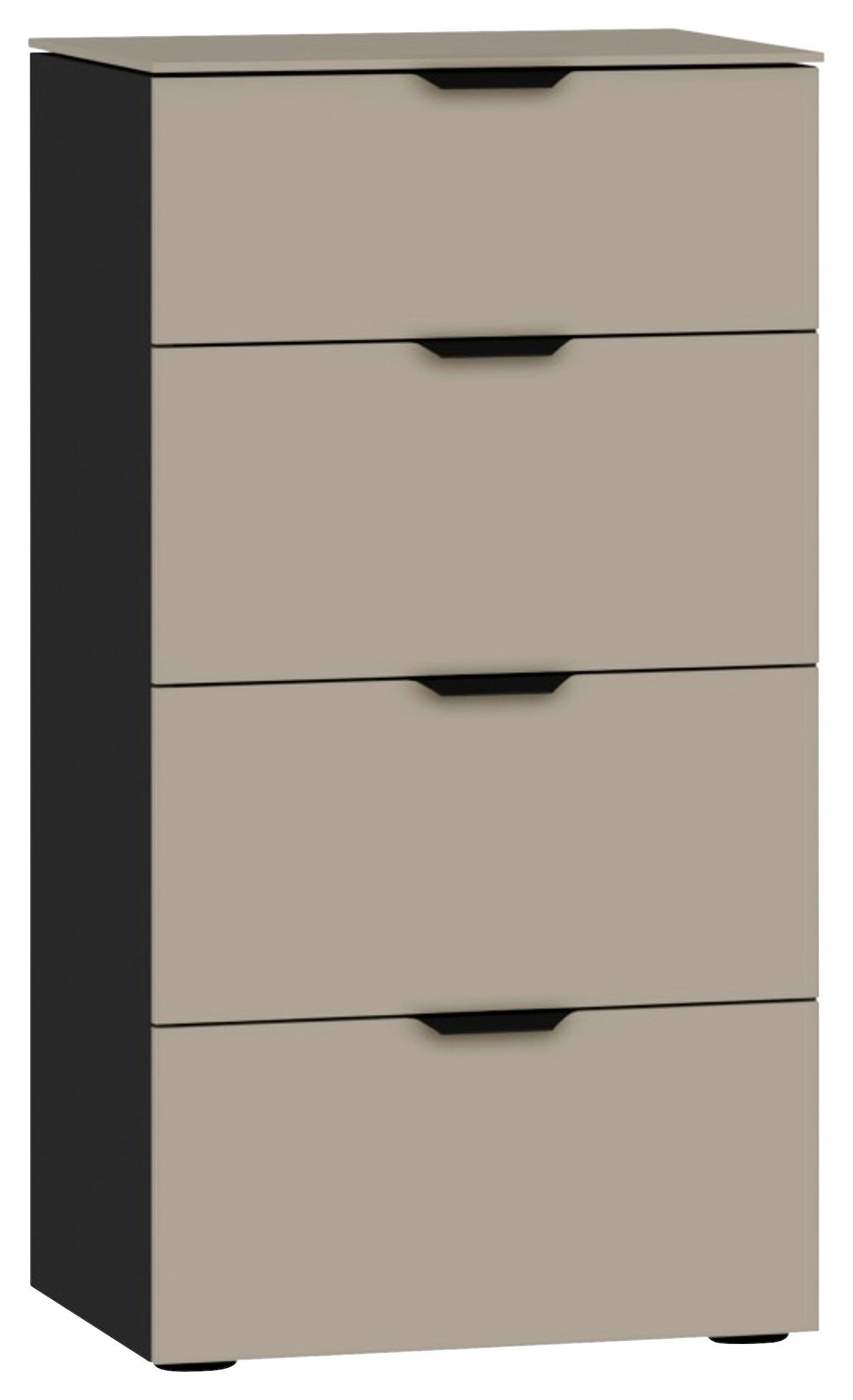 KOMMODE 45/87/43 cm  in Schwarz, Hellbraun  - Hellbraun/Schwarz, Design, Glas/Holzwerkstoff (45/87/43cm) - Jutzler