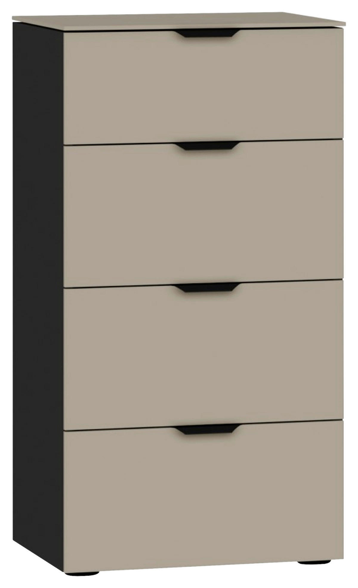 KOMMODE 45/87/43 cm  in Schwarz, Hellbraun  - Hellbraun/Schwarz, Design, Glas/Holzwerkstoff (45/87/43cm) - Jutzler