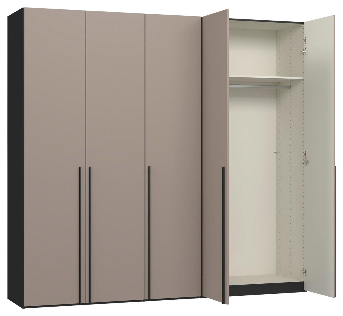 DREHTÜRENSCHRANK 253/236/59 cm,  in Schwarz, Hellbraun, 5-türig  - Hellbraun/Schwarz, Design, Holzwerkstoff/Metall (253/236/59cm) - Jutzler