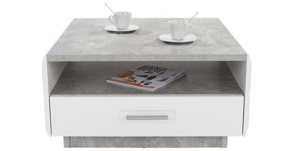 Couchtisch Holz mit Stauraum Avensis, Betonoptik Hell - Weiß/Grau, MODERN, Holzwerkstoff (75/40/75cm) - Luca Bessoni