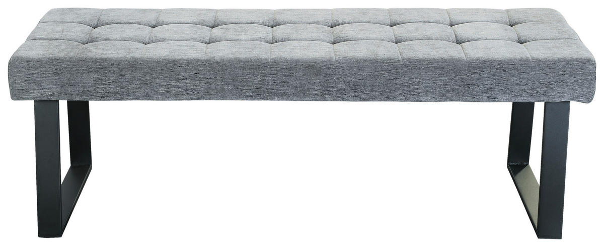 SITZBANK 140/49/48 cm Webstoff Hellgrau  - Hellgrau/Schwarz, MODERN, Textil/Metall (140/49/48cm) - MID.YOU