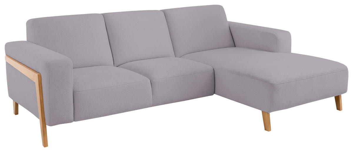 ECKSOFA in Struktur Flieder  - Eichefarben/Flieder, Design, Holz/Textil (250/163cm) - Stylife