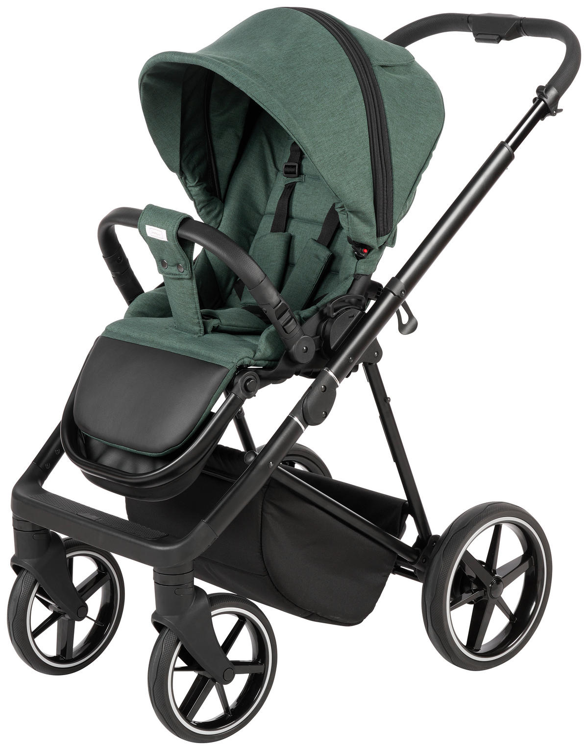 KINDERWAGENSET  - Waldgrün/Schwarz, Basics, Textil/Metall (57,5/116/101cm) - Jimmylee