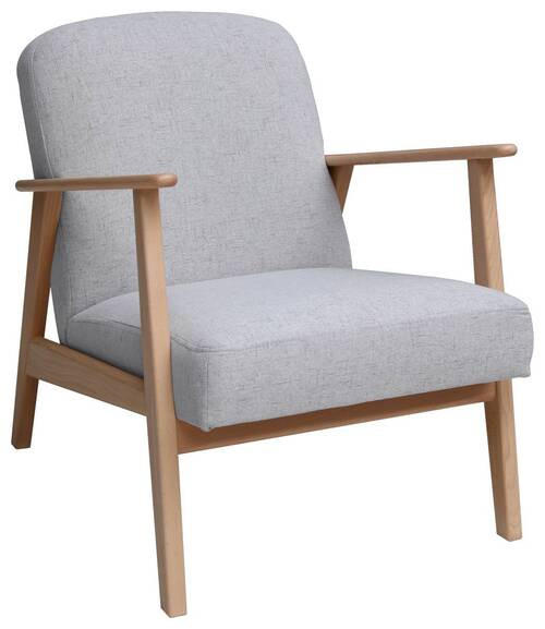 FOTELJA tekstil  srebrne boje, boje bukve   - srebrne boje/boje bukve, Moderno, tekstil/drvo (63/78/78cm)