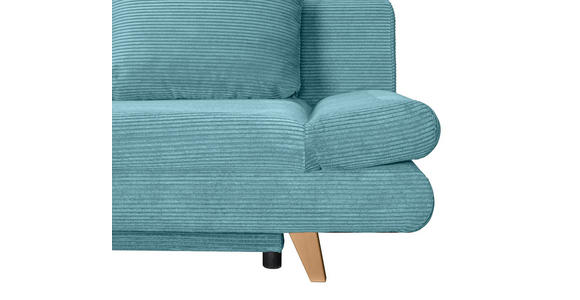 SCHLAFSOFA mit Schlafen auf Sitzhöhe, haustierfreundlicher Bezug Cord Türkis - Türkis/Buchefarben, KONVENTIONELL, Holz/Textil (200/75/85cm) - Carryhome
