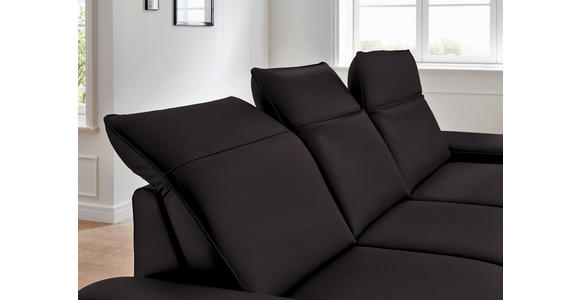 ECKSOFA in Echtleder Dunkelbraun  - Dunkelbraun/Schwarz, Design, Leder/Metall (328/193cm) - Dieter Knoll