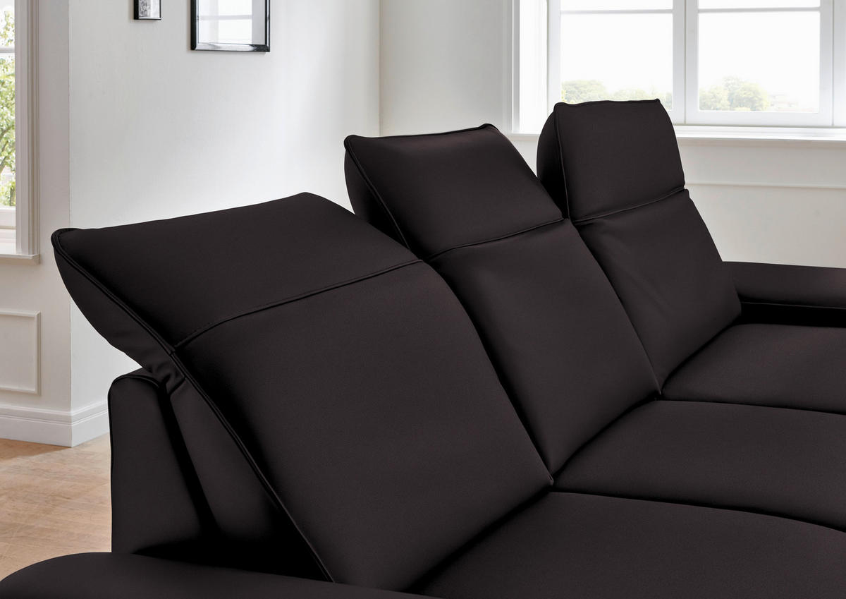 ECKSOFA in Echtleder Dunkelbraun  - Dunkelbraun/Schwarz, Design, Leder/Metall (328/193cm) - Dieter Knoll
