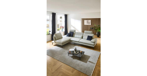 ECKSOFA in Echtleder Silberfarben  - Silberfarben/Schwarz, Design, Leder/Metall (195/308cm) - Dieter Knoll