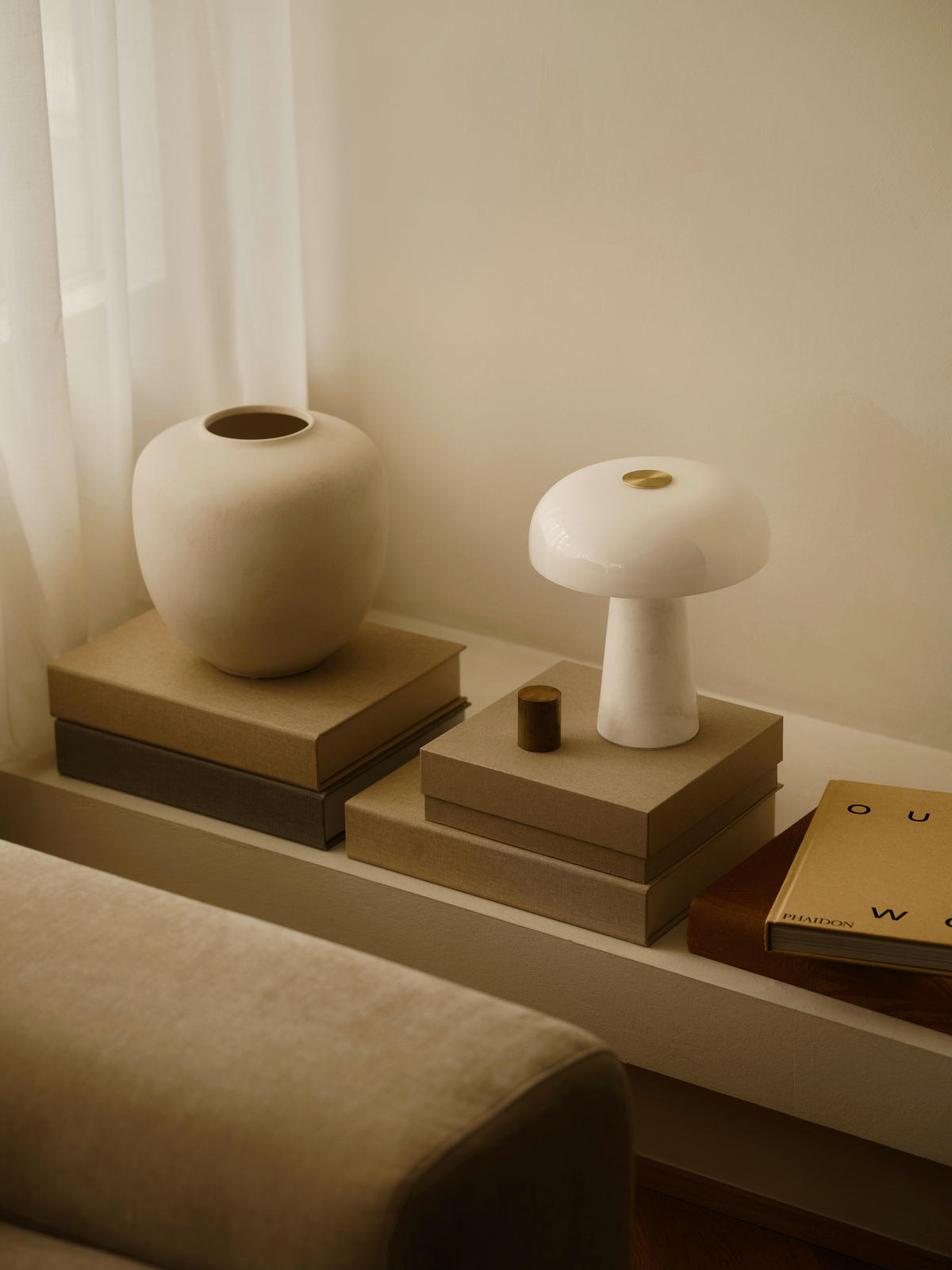 TISCHLEUCHTE 22,3/24,3 cm   - Weiß, Design, Glas/Stein (22,3/24,3cm) - Nordlux