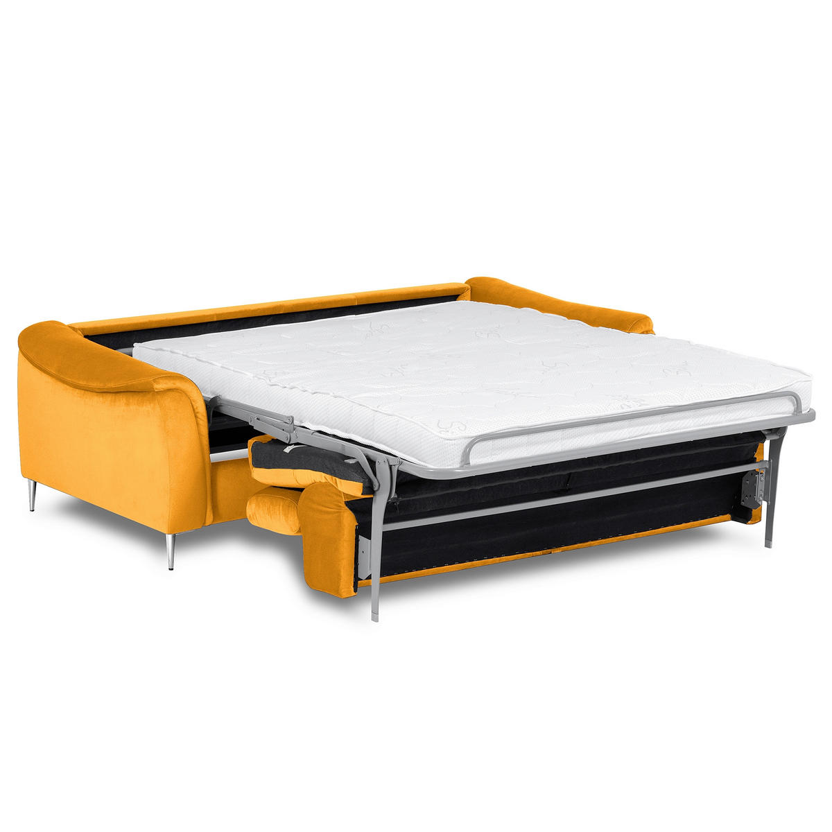 SCHLAFSOFA Samt Gelb  - Chromfarben/Gelb, Design, Textil/Metall (203/77-98/103cm) - MID.YOU