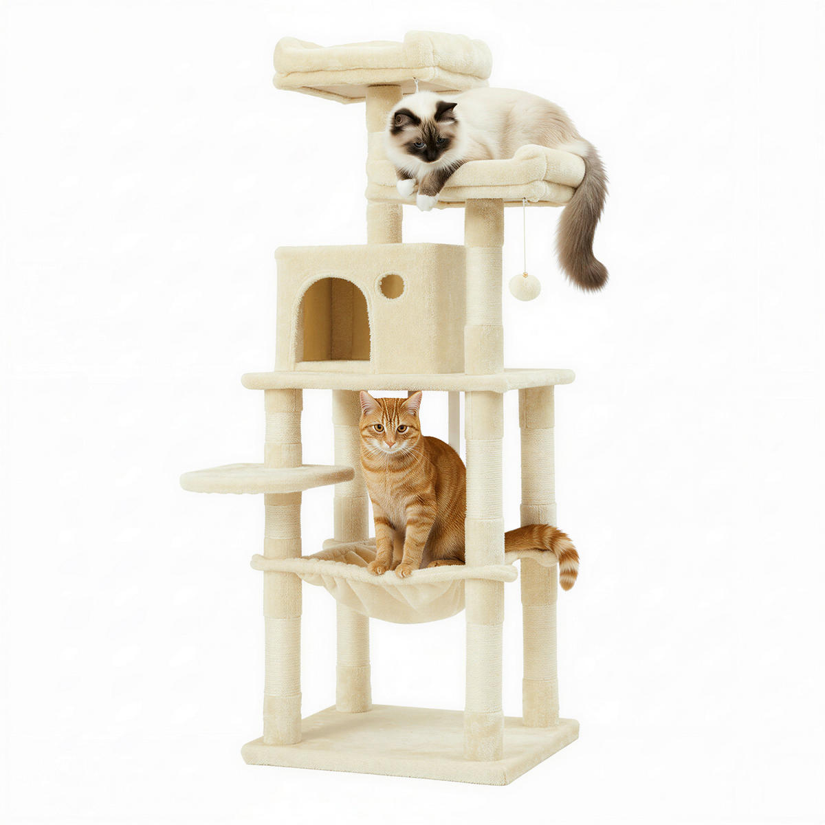KRATZBAUM - Beige, Trend, Holzwerkstoff/Textil (55/143/45cm) - Boxxx