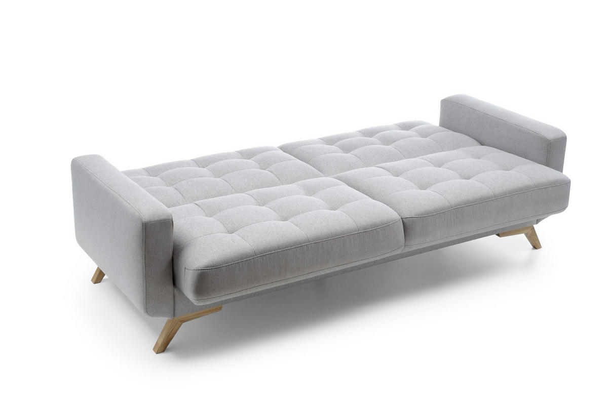 SCHLAFSOFA  in Hellgrau  - Eichefarben/Hellgrau, Design, Holz/Textil (222/87/89cm) - Livetastic