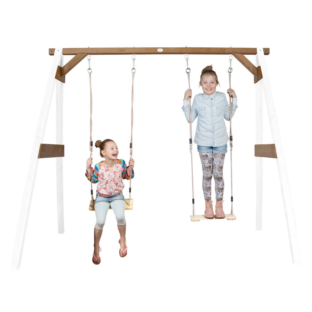 SCHAUKEL DOUBLE SWING axi  - Braun/Weiß, Basics, Holz (254/207/160cm) - Ambia Garden