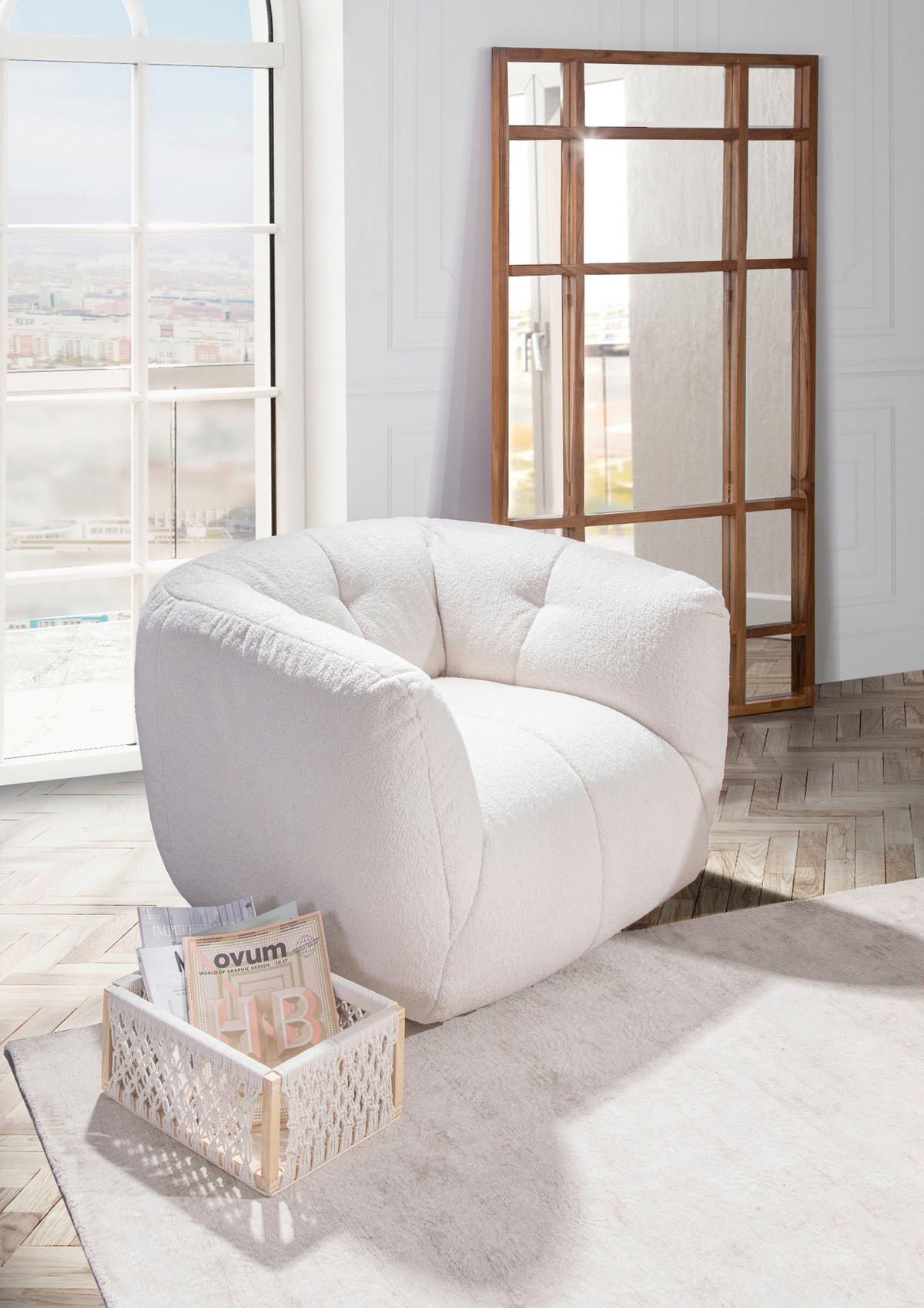 Fotoliu țesătură plată  - alb/negru, Design, plastic/textil (100/70/85cm) - Xora