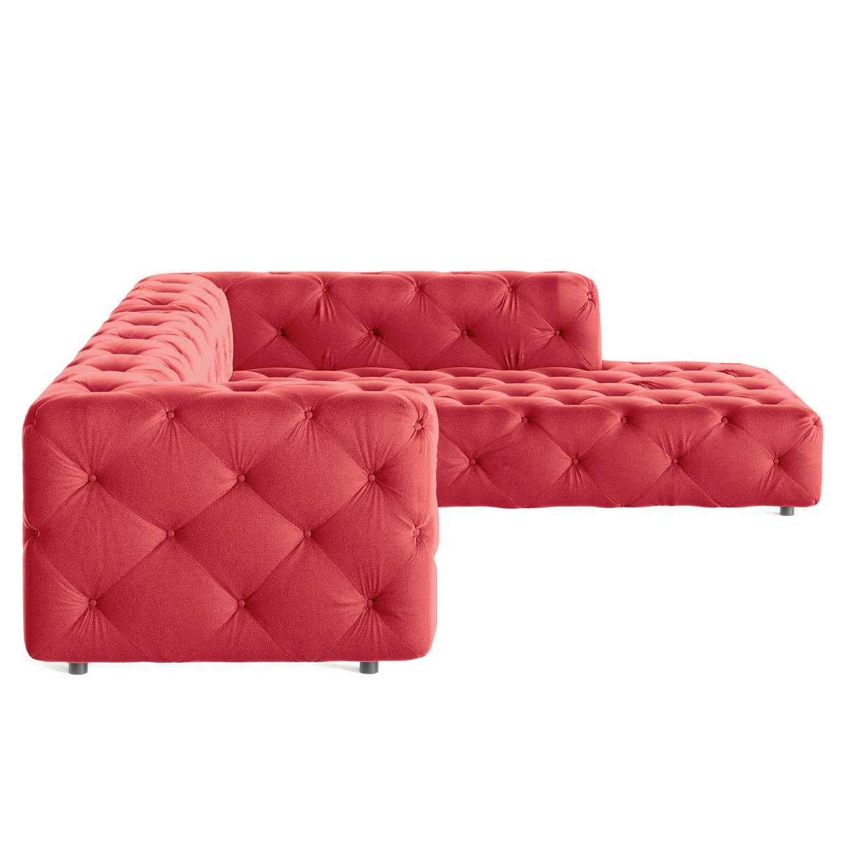 ECKSOFA Fresco Rot Samt  - Rot/Schwarz, Design, Kunststoff/Textil (325/228cm) - P & B