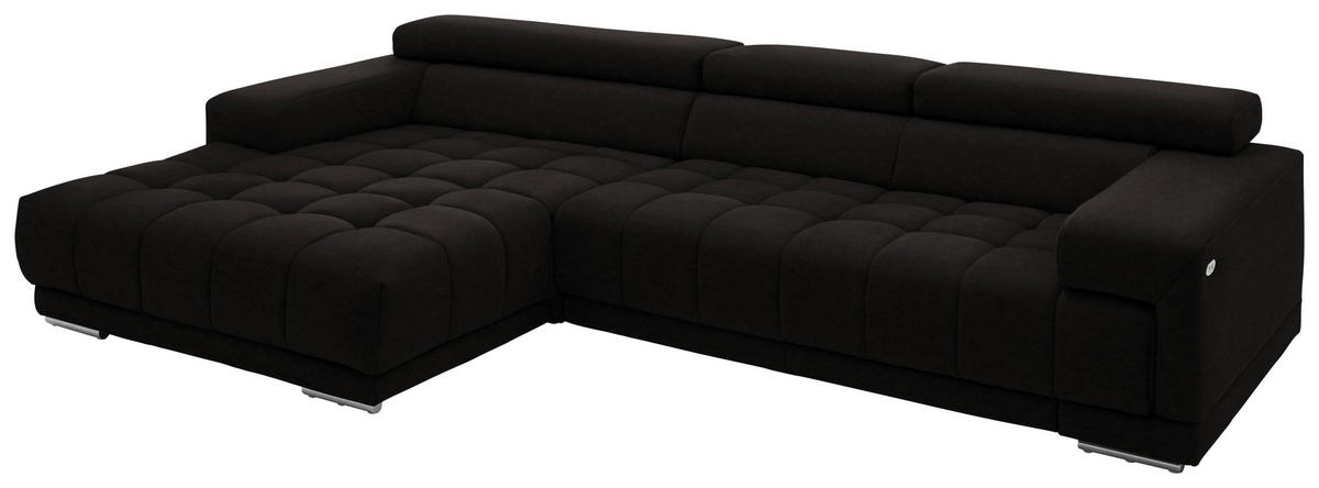 ECKSOFA Mikrofaser Dunkelbraun  - Dunkelbraun/Silberfarben, Design, Textil/Metall (190/335cm) - Beldomo Speed