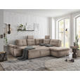 ECKSOFA  in Mikrovelours Creme  - Creme/Schwarz, KONVENTIONELL, Kunststoff/Textil (265/217cm) - Carryhome